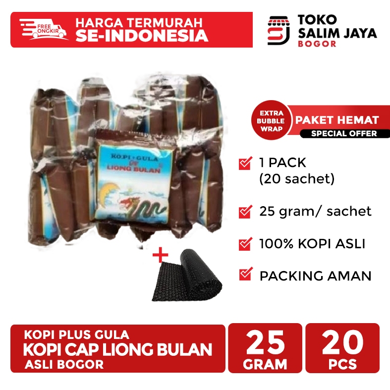 

PAKET HEMAT - KOPI LIONG PLUS GULA ASLI BOGOR 1 PACK ISI 20 SACHET (@25 GRAM) TERMURAH