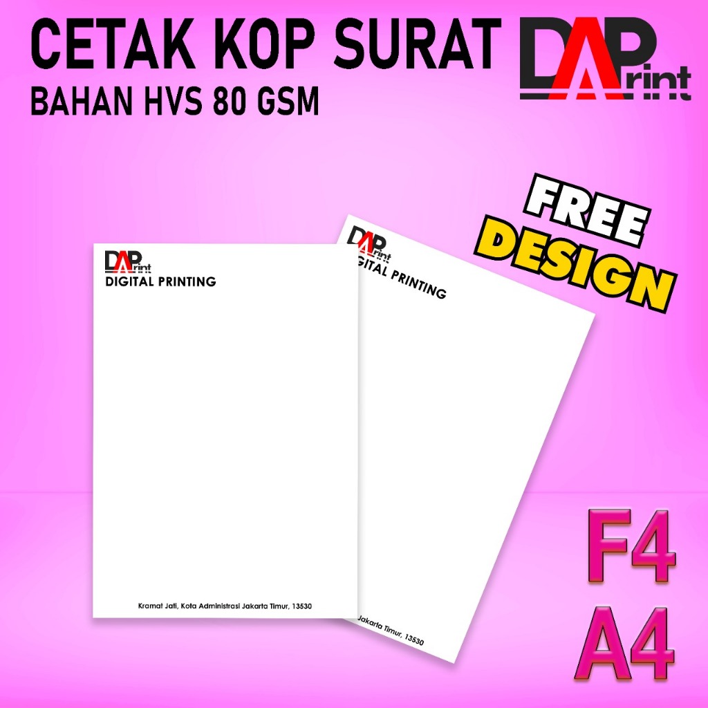 

Cetak Kop Surat Folio A4