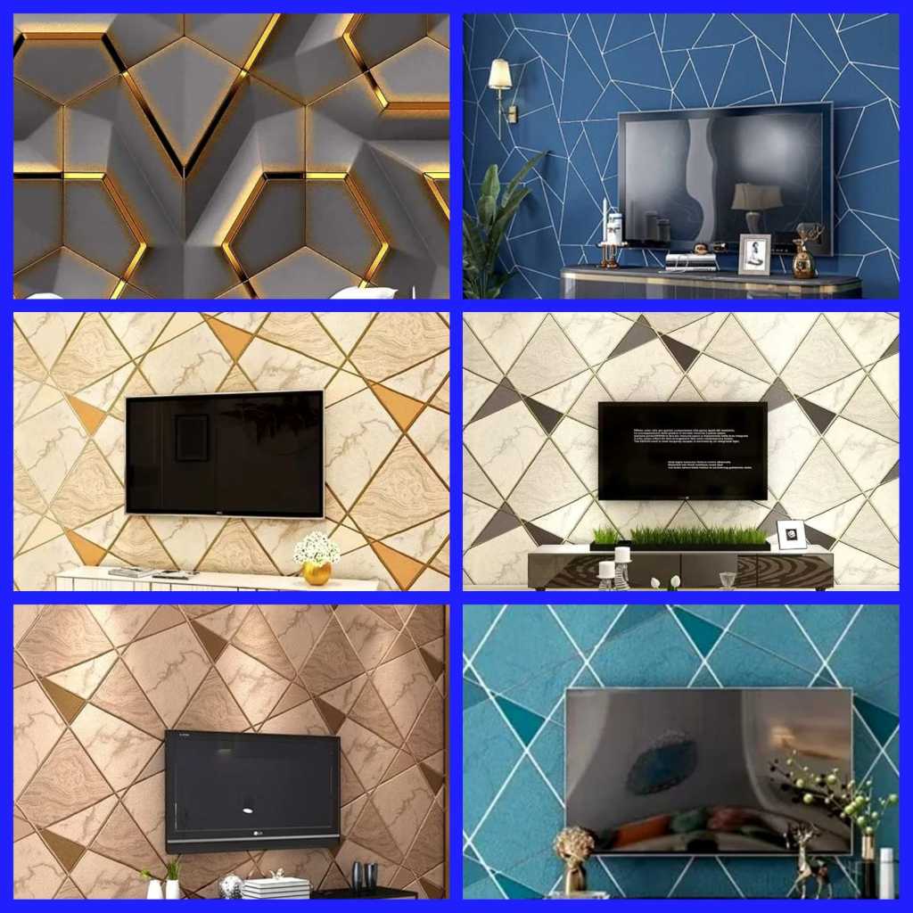 Wallstiker Geometri Wallpaper Dinding Keramik Wallpaper Dinding Ruang Tamu Wallpaper Dinding Motif G