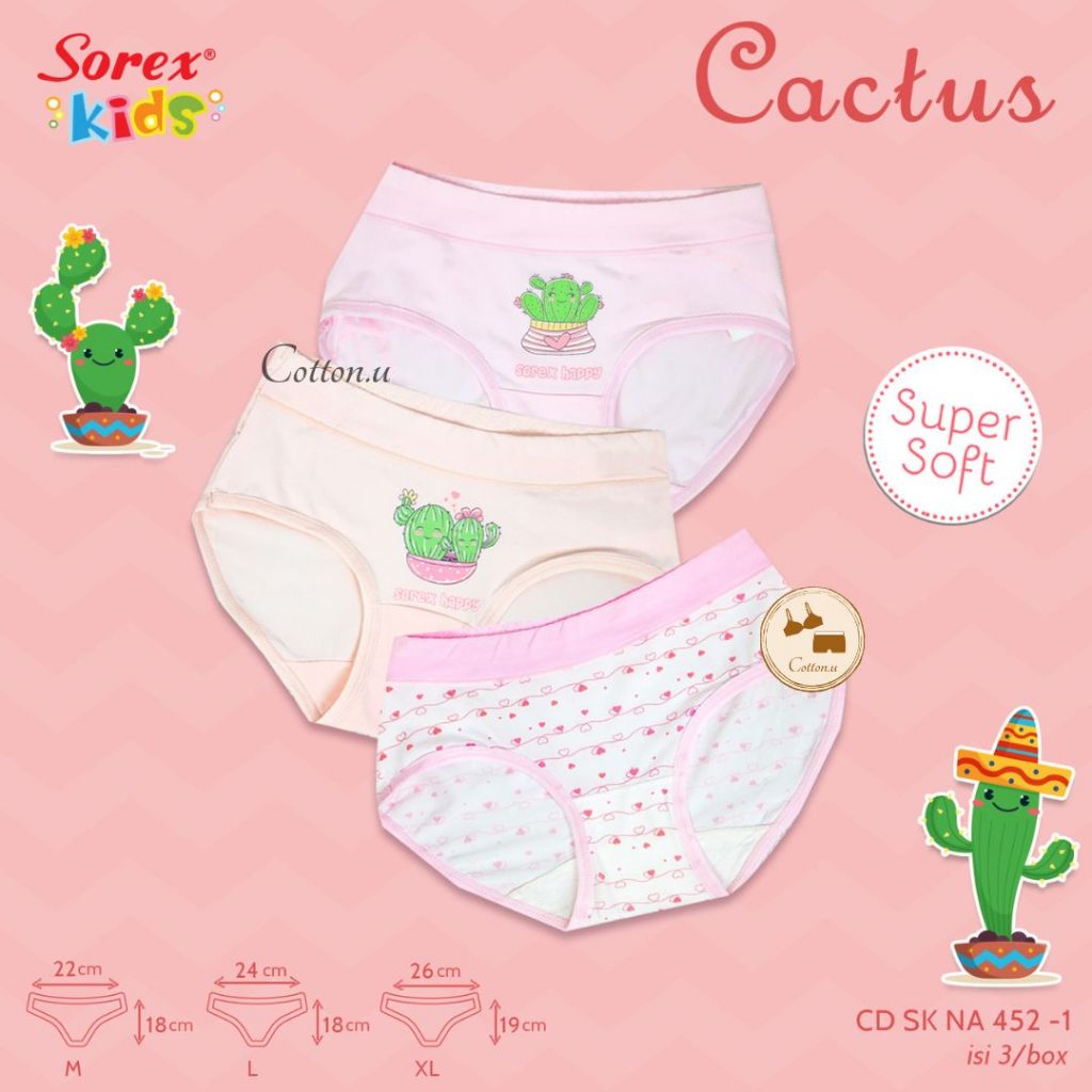 (3 pcs) Celana dalam anak perempuan sorex kids girl NA 452 lembut supersoft