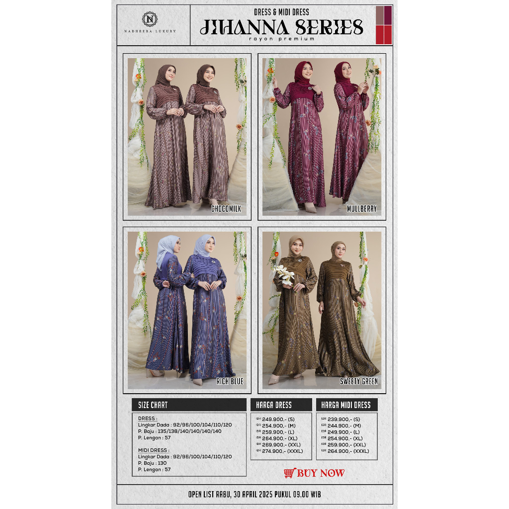 GAMIS NADHEERA LUXURY SERIES // JIHANNA SERIES NADHEERA LUXURY TERBARU // DRESS SERIES NADHEERA LUXU
