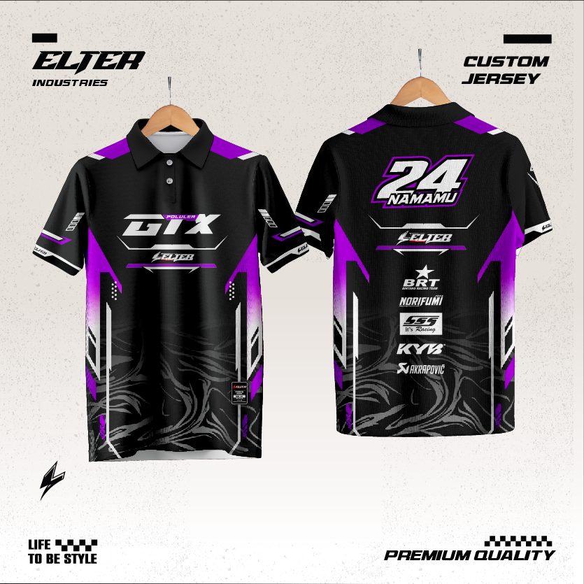 ELTER industries  Jersey Racing / Baju Motocross / Berkerah Printing / Kaos Supermoto Custom drifit 
