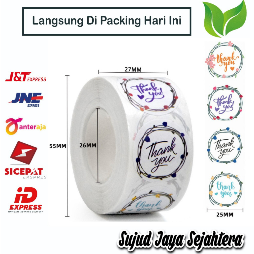 

42. STICKER THANK YOU STICKER TERIMA KASIH (MODEL RANDOM AC) 1 ROLL ISI 500 PCS TINGGAL KUPAS DAN TEMPEL