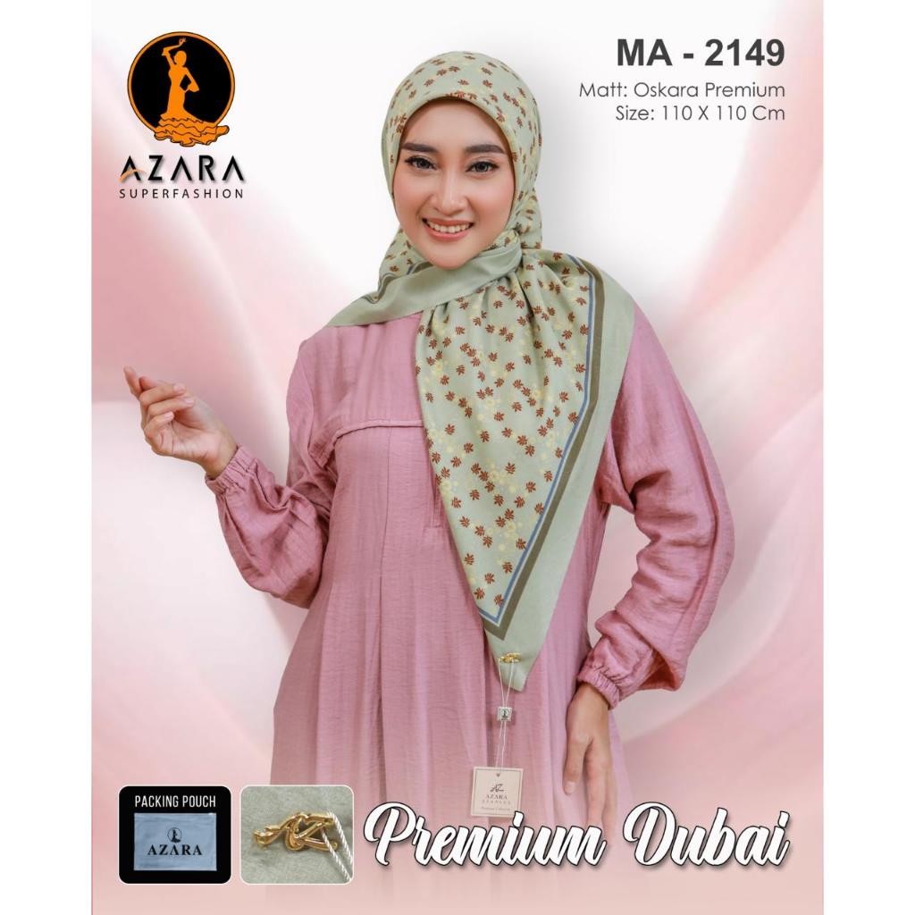 AZARA - KHUSUS SERAGAMAN - Jilbab Segiempat Oskara Premium Dubai Mewah Motif Warna Sama Pouch N Logo