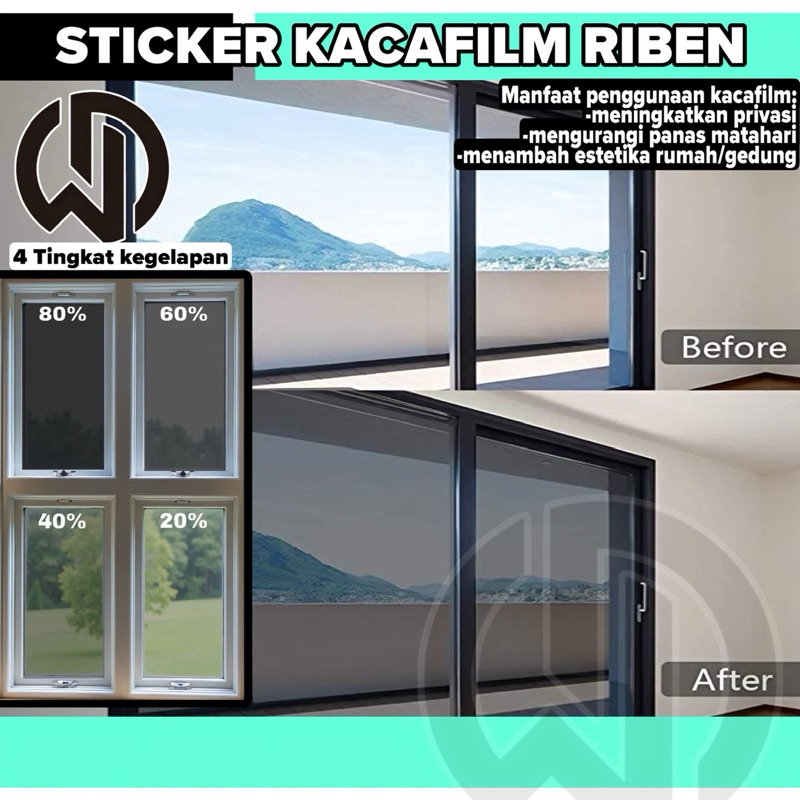 Kacafilm Riben Hitam Sticker Kaca Jendela Hitam Riben