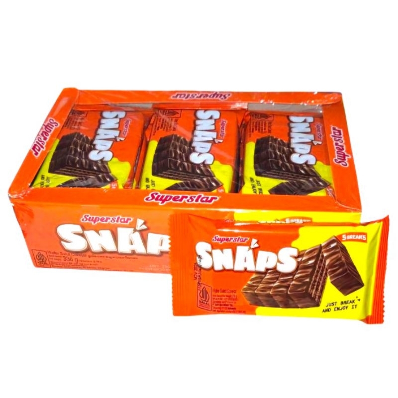 

Superstar Snaps Wafer Cokelat – 1 Box Isi 12 pcs (28g)