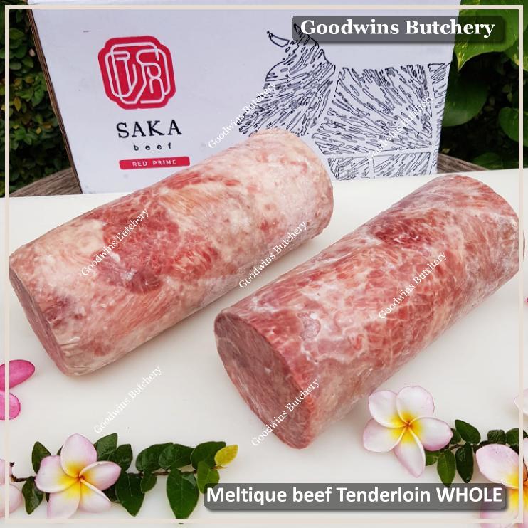

Beef MELTIQUE TENDERLOIN whole cuts Australia SAKA frozen daging sapi meltik has dalam for Teriyaki Shabu2 Saikoro Roast