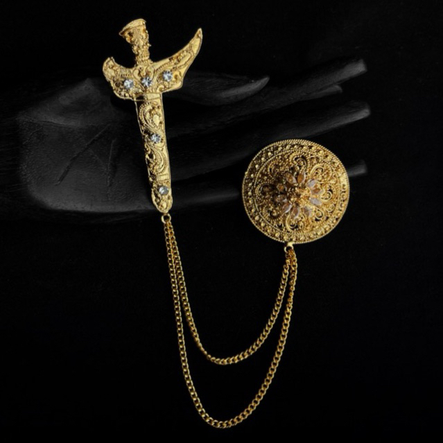 Bros Keris Aksesoris Beskap Laki-laki Alpaka Bali Lapis Emas