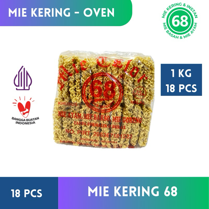 

Mie Telur 68 (1 Kg/ 18 Mie) - Mie kering Mie kuning Mie telur burung dara mie atom bulan mie telur cap 3 ayam mie oven mie telur