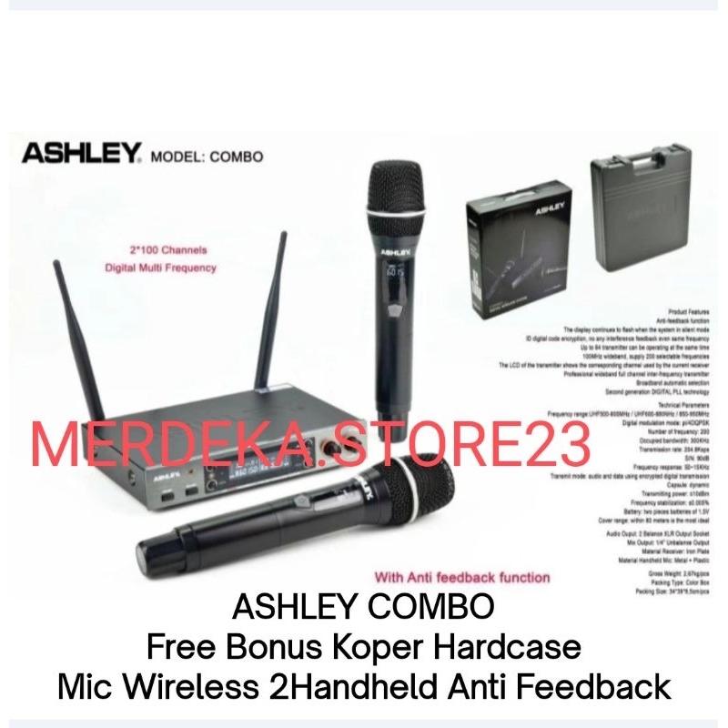 NEW Mic Wireless ASHLEY COMBO | Microphone Wireless Dual Handheld ASHLEY Model COMBO Original | Anti