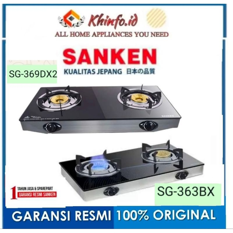 Kompor gas SANKEN SG363BX  DAN SG369DX2 Kompor Gas 2 TUNGKU TEMPERRED GLASS SANKEN/SG-363BX/SG-369DX