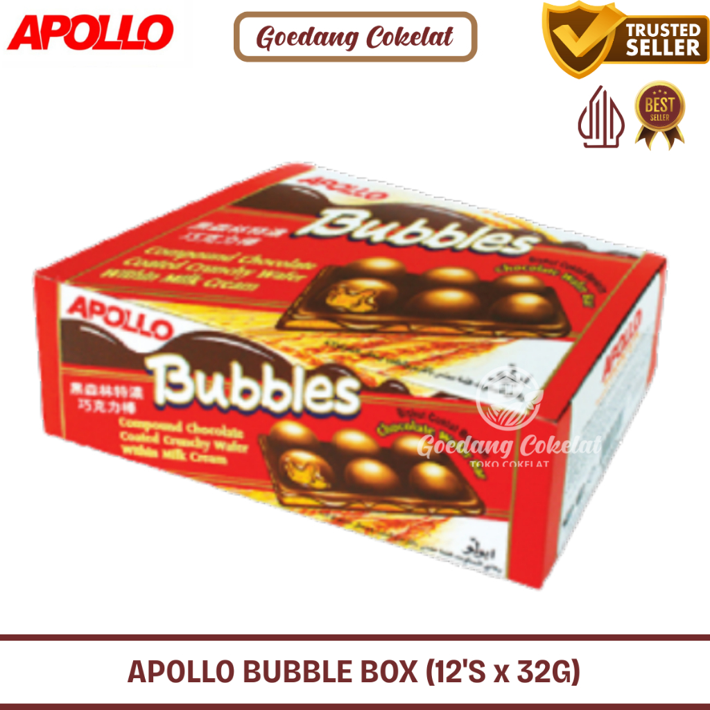 

READY STOCK Apollo Bubbles Chocolate Wafer Bar Berkrim Coklat 1 Box Isi 12 Pcs x 32g