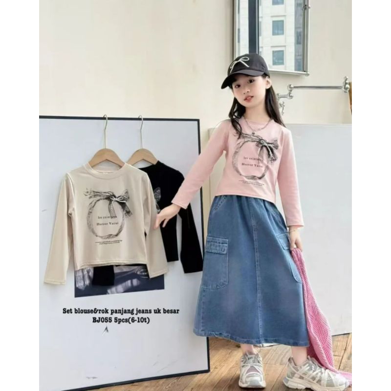 setelan anak perempuan import rok cargo bj055