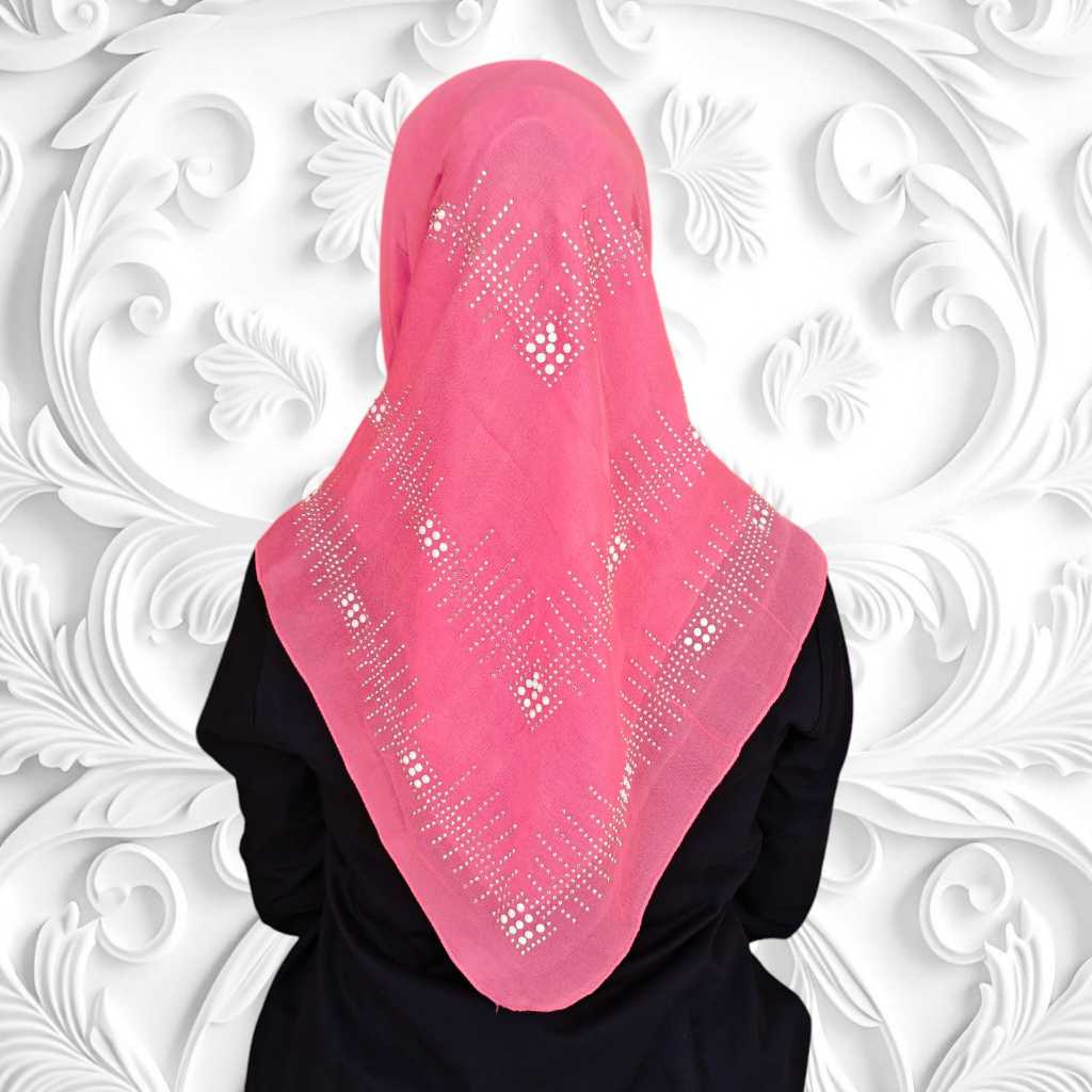 kerudung hijab segi empat Bella polos payet swarozski mutiara tabur mute seri 3
