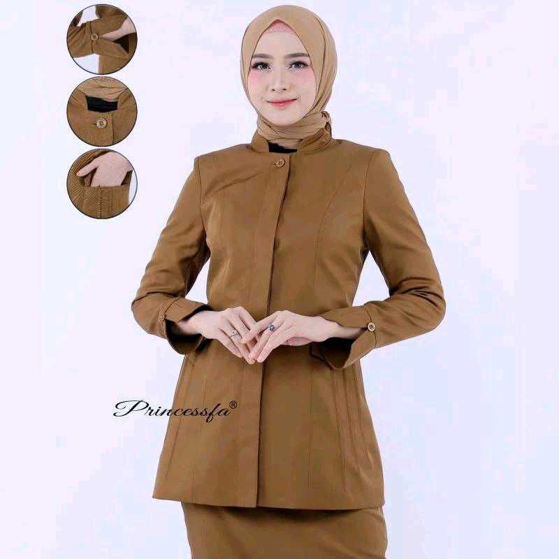 seragam princessfa/ seragam ASN wanita kheki tua/ seragam pemda kheki tua/ seragam PDH guru wanita,b