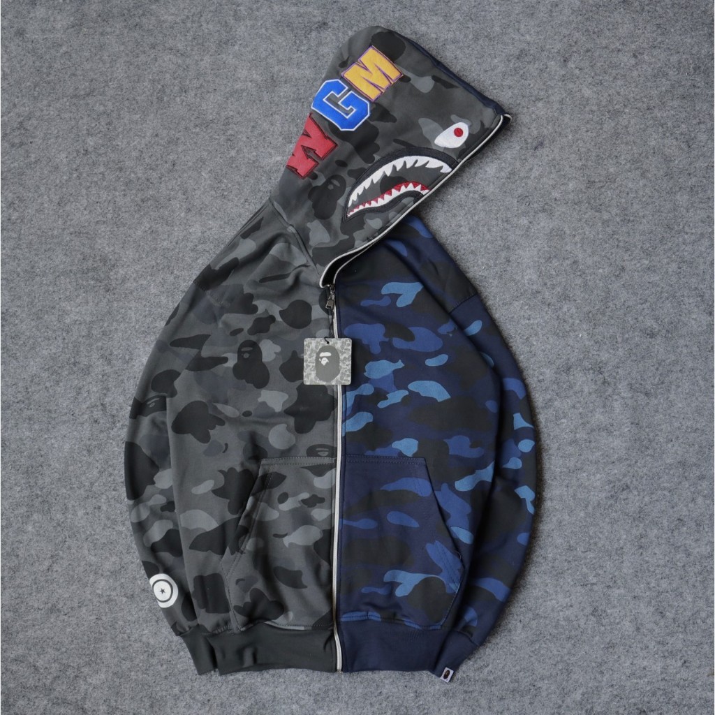 SWEATER/JAKET FULLJIP BAPE SHARK WGM COMBI ABU NEVI KEREN TERLARIS FULLTAG&LEBEL UNISEX