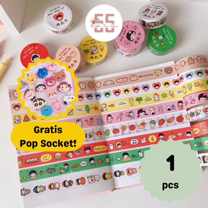 

Washi Tape Aesthetic Dekorasi Jurnal Scrapbook Selotip Motif Lucu - 042
