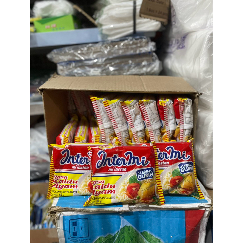 

1 DUS/ KOTAK INTERMIE KALDU AYAM ISI 40 PCS 60 GRAM. 100% BARU BERSEGEL BPOM RI ORI INTERMI INDOFOOD HALAL INDONESIA SNI