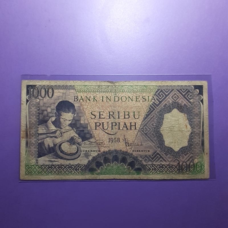 uang kuno 1000 rupiah pekerja 1958