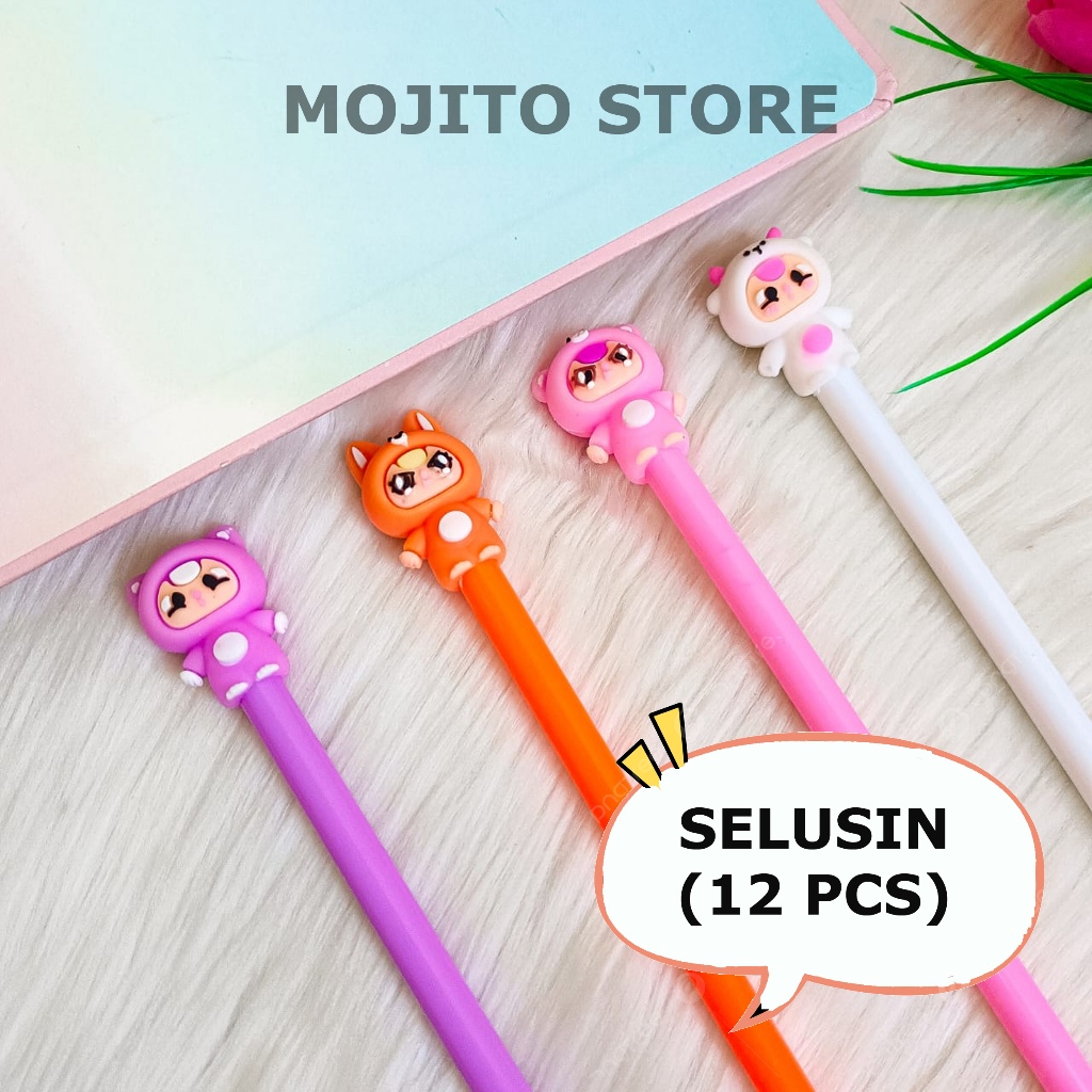 

(12 PCS) PULPEN BABY THREE GEL PEN POP MART ANIMAL HEWAN PEN PENA TINTA GEL ALAT TULIS