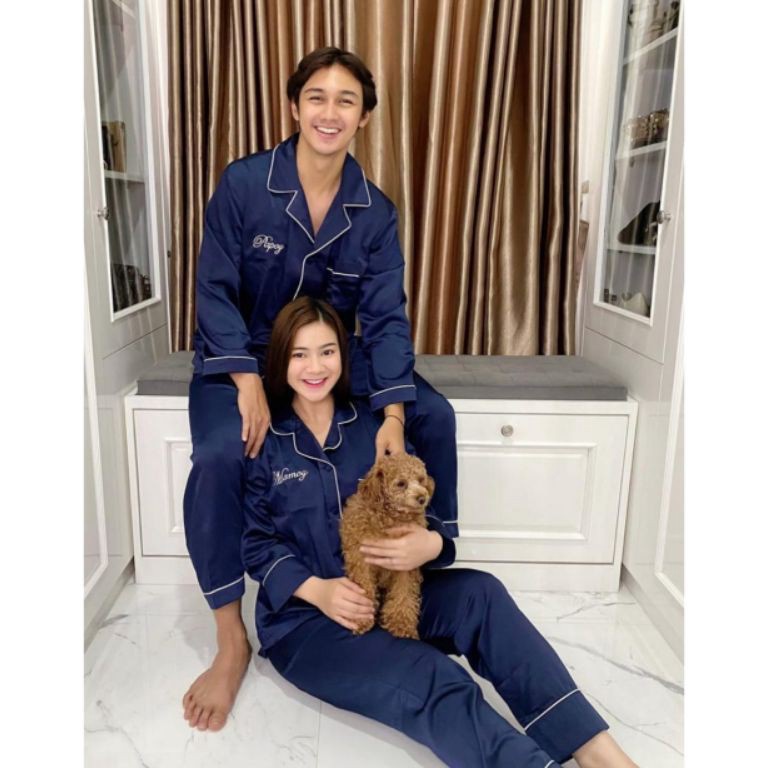 55MURAH MERIAH Piyama pajamas baju tidur couple pria wanita custom bordir nama hadiah kado gift nika