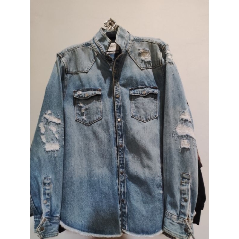 denim ripped zara man jacket