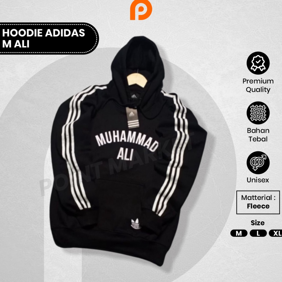 55VIRAL JAKET SWEATER HOODIE ADIDAS MUHAMMAD ALI PRIA WANITA FULL TAG REALPICT