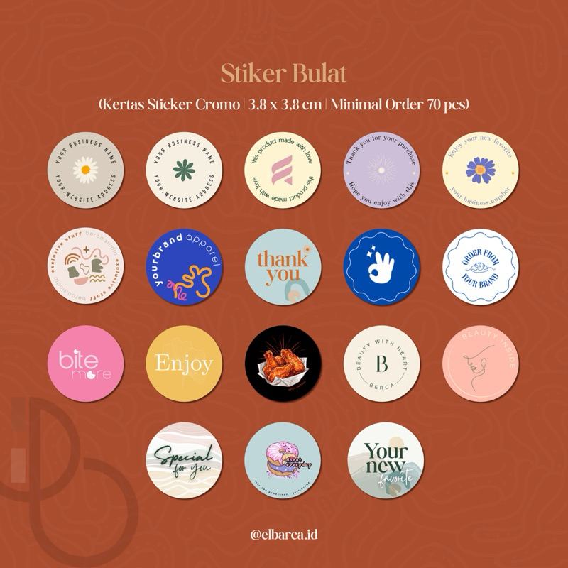 

Sticker Packing Stiker Bulat Bahan Cromo (harga tertera per pcs)