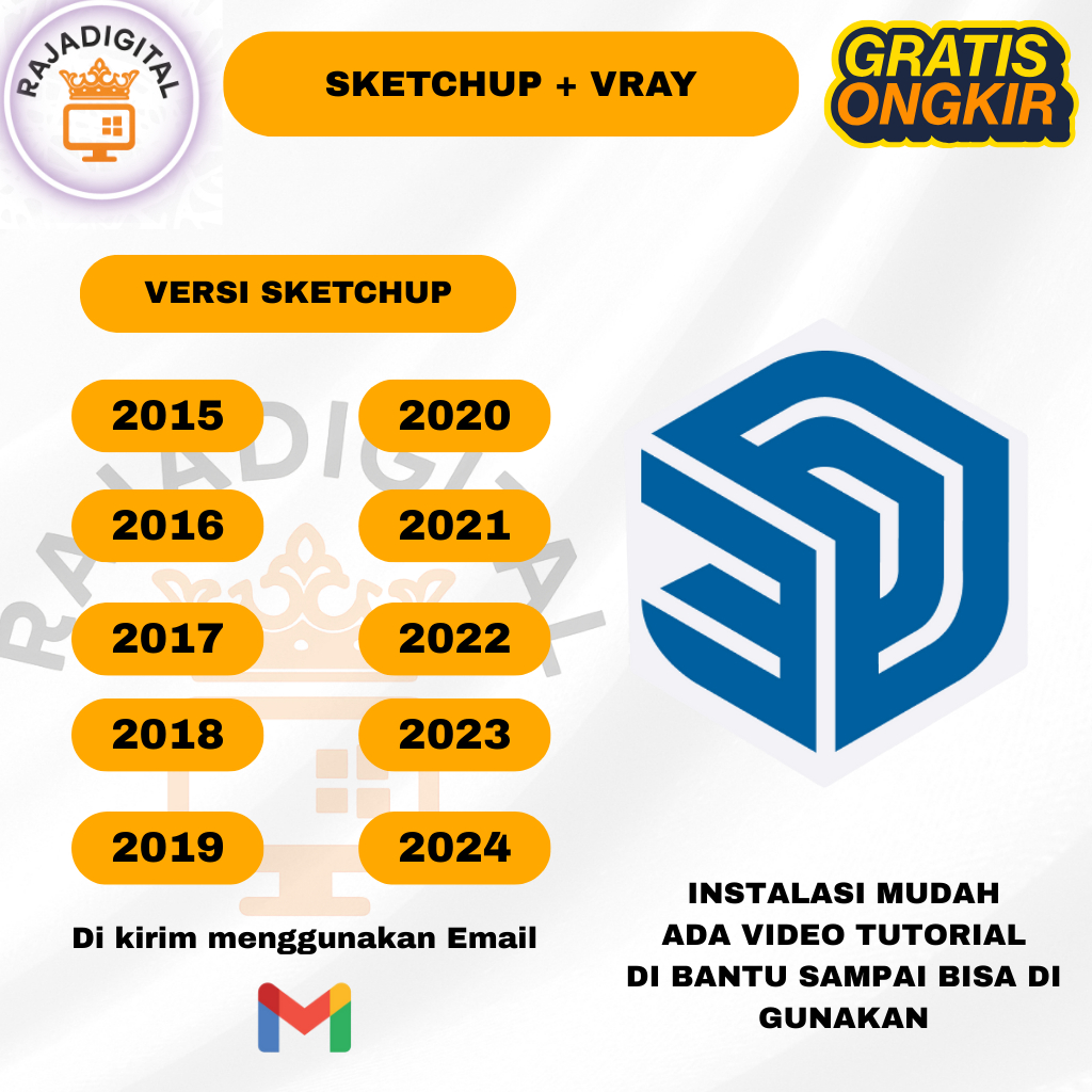 SKETCHUP PRO FULL VERSION 2024 2023 2022 2021 2020 2019 2018 2017 2016 2015 + VRAY PERMANEN WINDOWS
