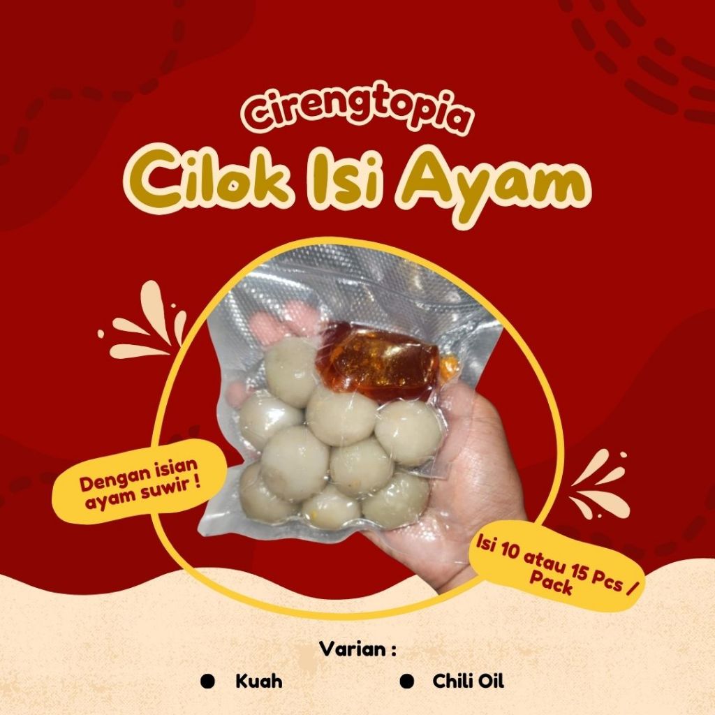 

[CIRENGTOPIA] Cilok Isi Ayam Suwir Chili Oil isi 10/15pcs
