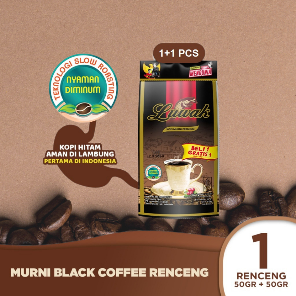

(BELI 1 GRATIS 1) LUWAK Kopi Murni Premium isi 2 pcs x 50 gram