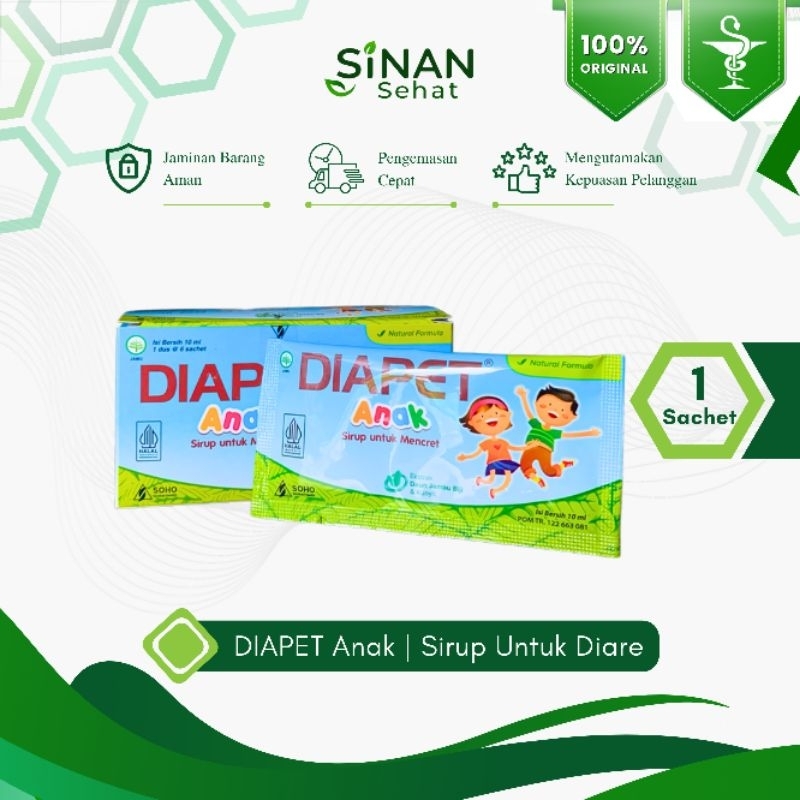 Apotek Sinan Sehat | Diapet Anak 10 mL 1 Box 6 sachet | Sirup untuk Mencret | Obat Diare Anak