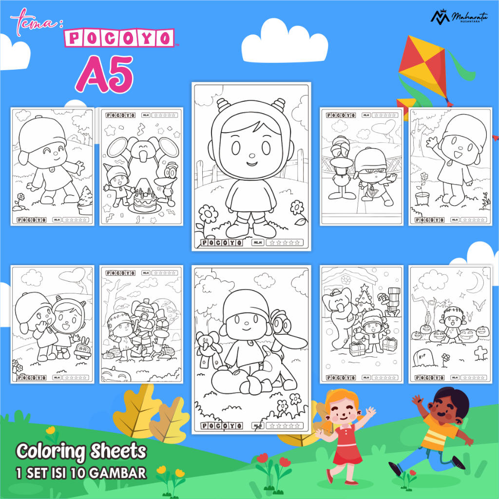 

[POCOYO] KERTAS MEWARNAI EDUKASI ANAK - LEMBAR BER GAMBAR READY STOCK ANAK - COLORING SHEETS A5