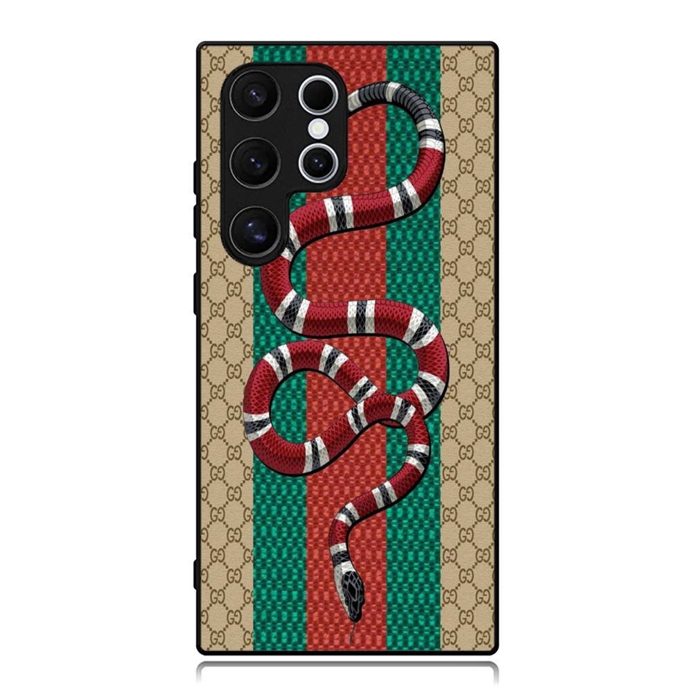 Case Samsung S25 S24 S23 S22 S21 S20 S10 S9 S8 S7 Ultra Plus Fe Edge Custom Softcase GUCCI Snake