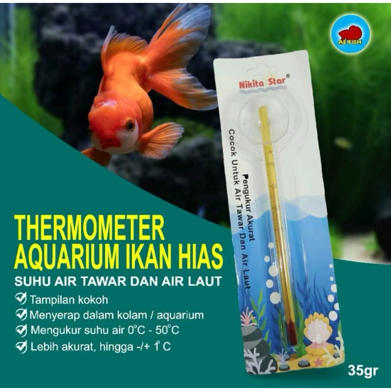 Termometer pengukur suhu air aquarium ikan hias thermometer suhu kolam