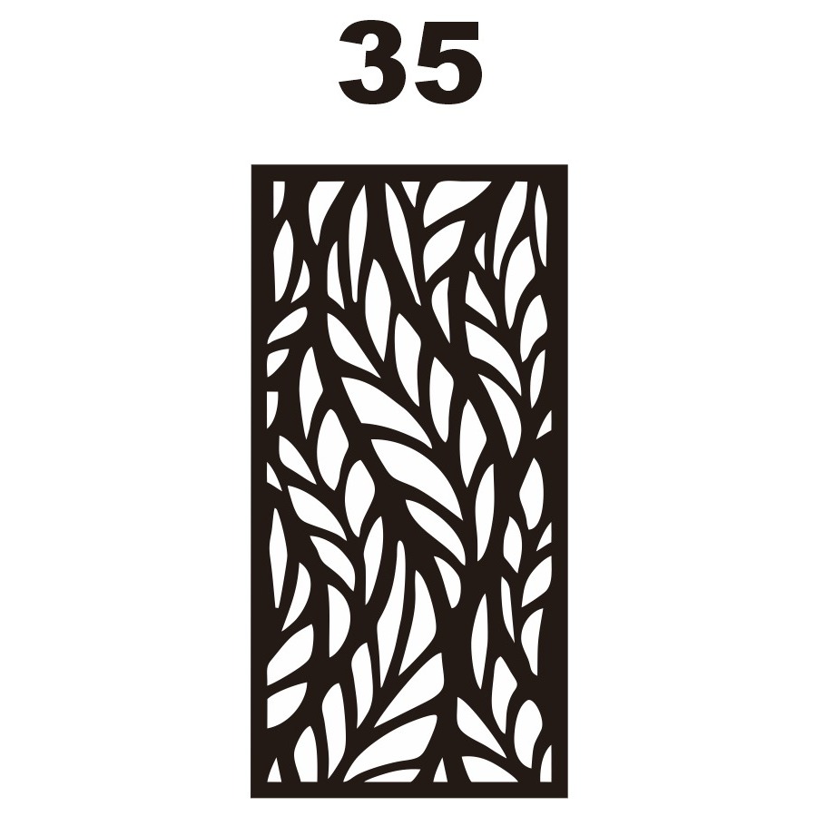 Ornamen Plat Laser Hitam Besi Partisi Penyekat Ruang Keluarga Krawangan Pagar Motif Daun Abstrak 35