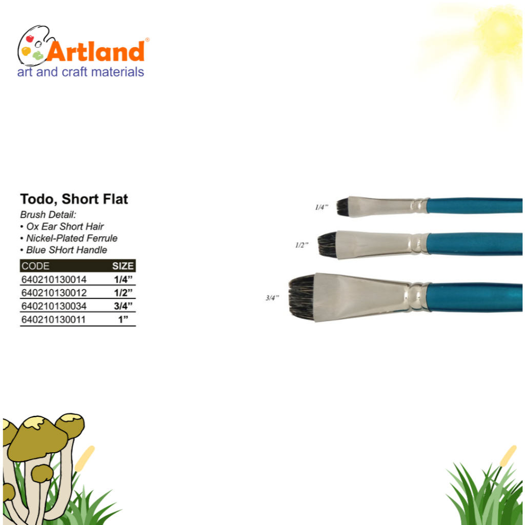 De Goya Todo Flat Brush – Kuas Lukis Profesional, Bulu Ox Ear, Gagang Pendek