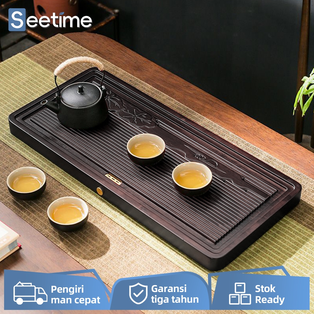 SEETIME Nampan teh Cina/meja teh drainase/nampan teh bambu/meja seduh teh kelas atas