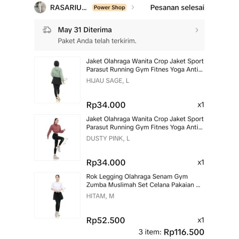 preloved rok legging olahraga