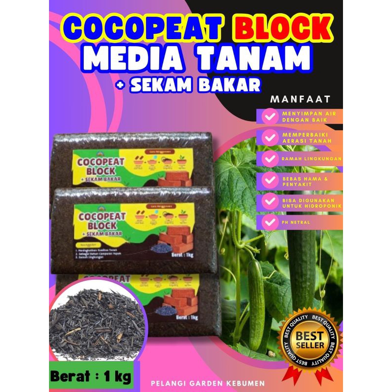DIJAMIN ASLI  Cocopeat Media Tanam, Cocopeat Media Tanam 1Kg, Cocopeat Media Tanam Block