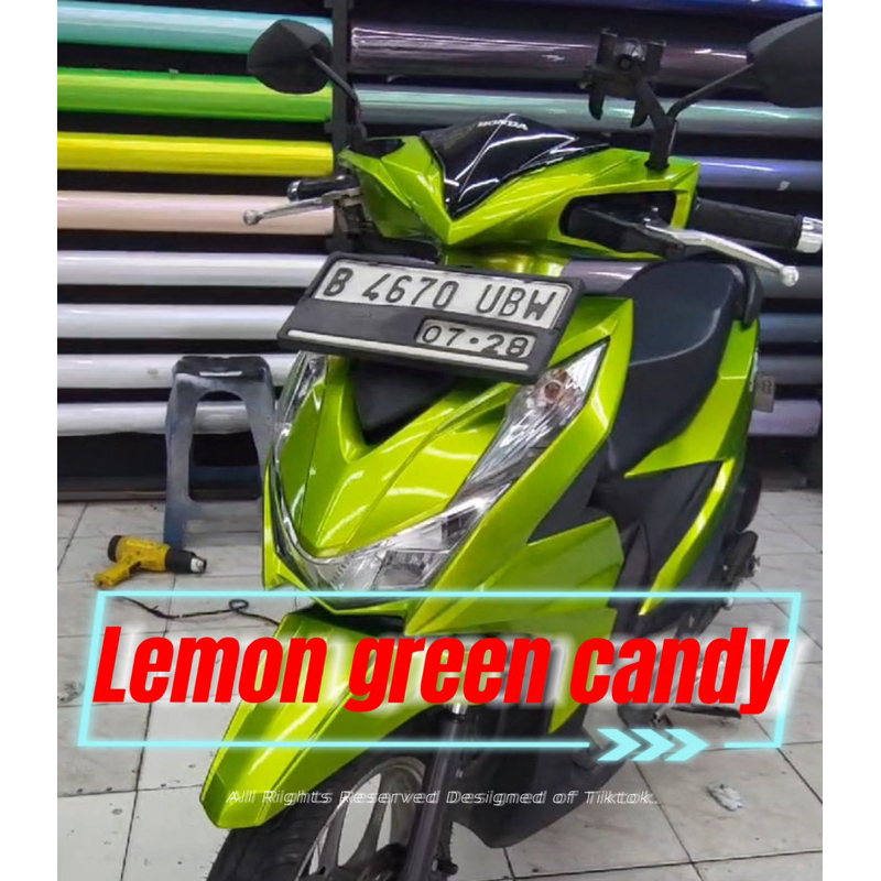 Skotlet Motor Premium Hijau Metallic Glossy Sticker Premium Lemon Green Candy DEREK Sticker Glossy M