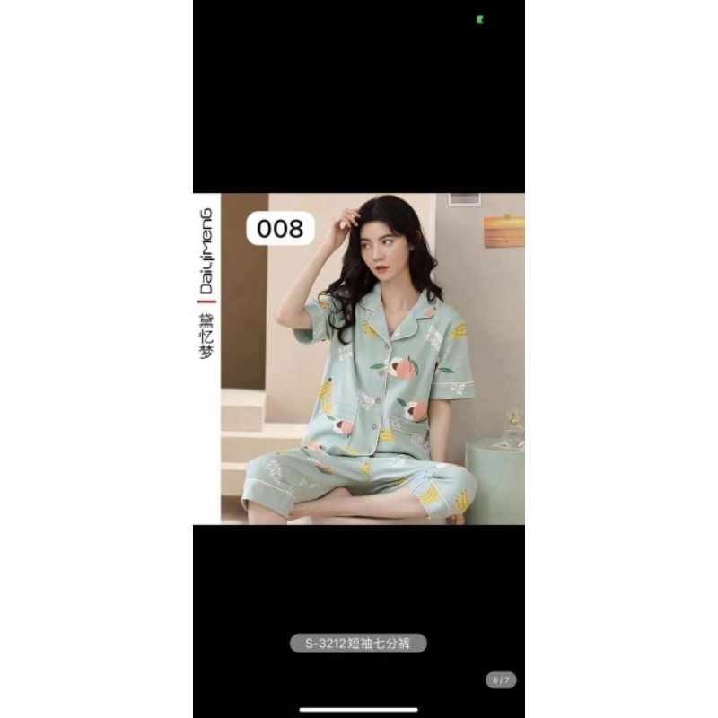 Setelan babydoll celana 7/8 import dewasa