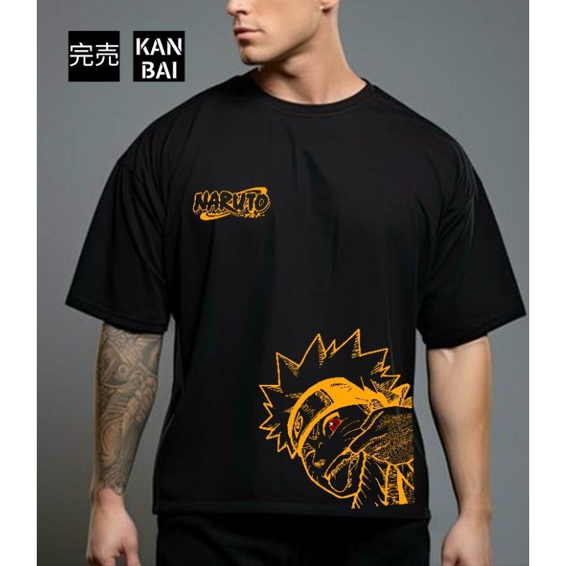KANBAI t-shirt - baju oversize Naruto kaos Naruto pria