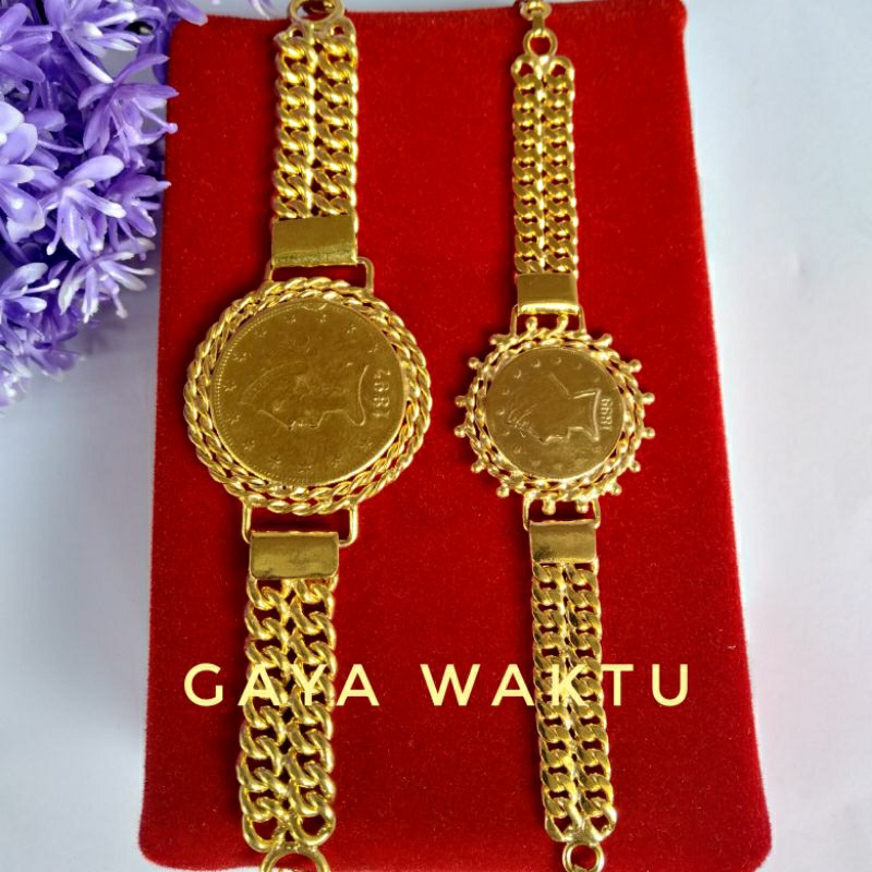 Gelang Tangan Wanita Anti Karat Rupiah Tempahan Lapis Emas 24k Asli Pengrajin Tangan