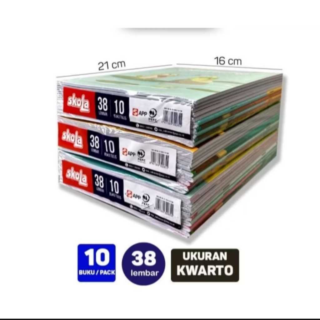 

BUKU TULIS 38 LEMBAR GARIS SKOLA BY SIDU NOTEBOOK SINAR DUNIA [10PCS]