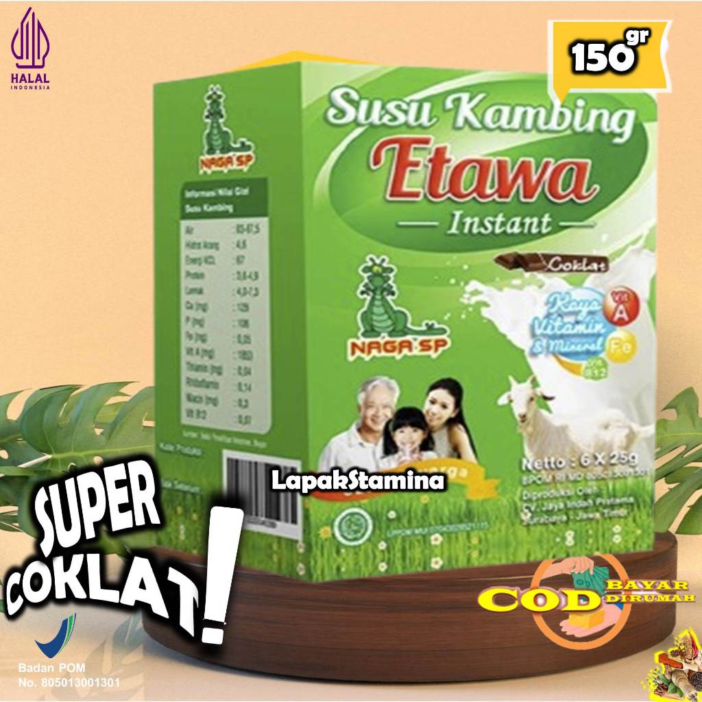 

Susu Kambing Etawa Coklat 150g Sachet 100% Herbal