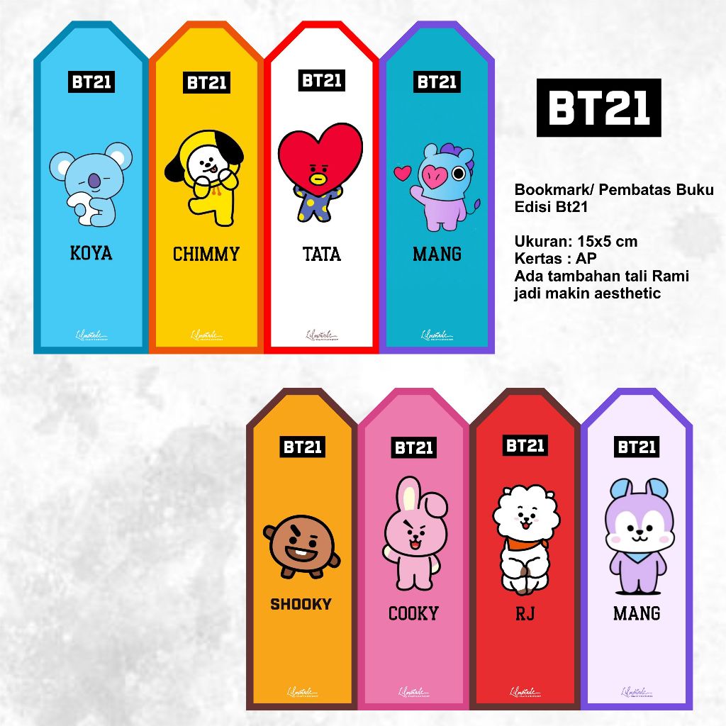 

Pembatas Buku Bookmark edisi chibi BT21 | Alat Tulis kertas lucu murah