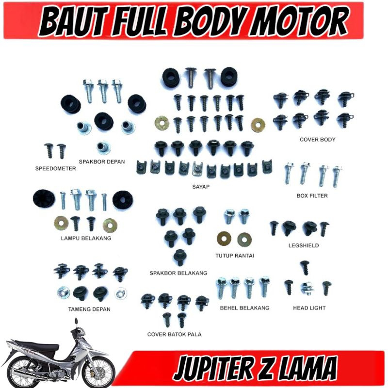 COD Baut Jupiter 105cc Gen 1 Full Set / Baud Yamaha Jupiter Z lama Full Body / Baut Yamaha Jupiter Z