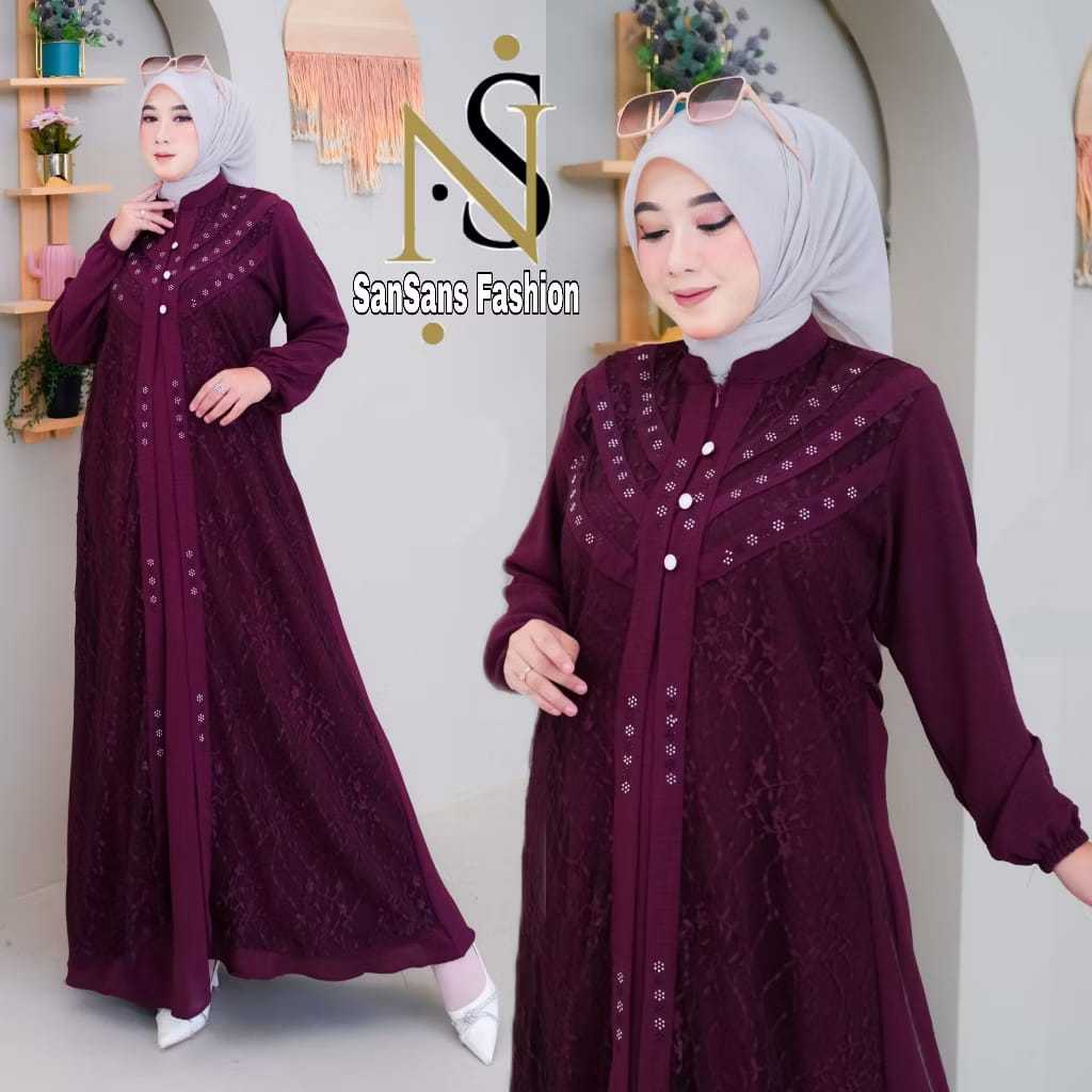 (COD)ZIFA Gamis Muslim CRINKLE BURKAT MEWAH CANTIK SWAROVSKI DEWASA