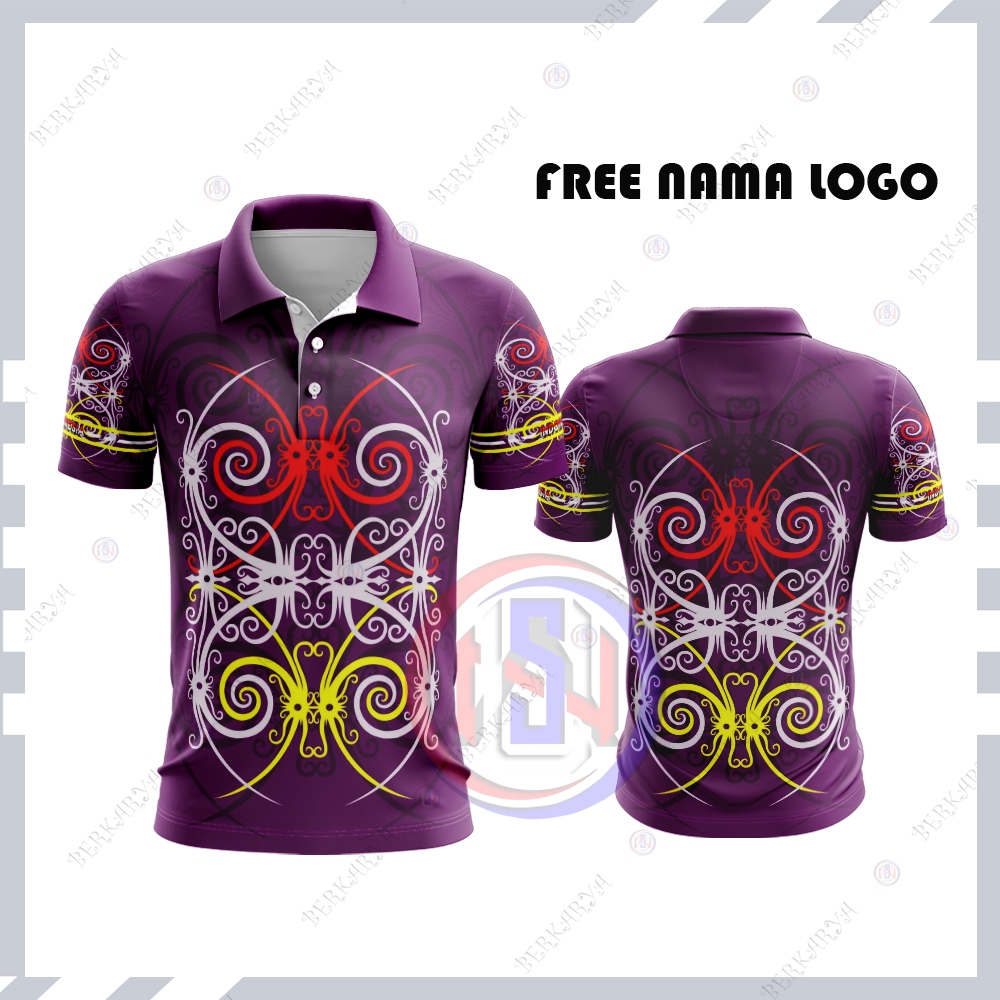 Jersey Pria Motif Batik Dayak Kalimantan / Baju Batik Kalimantan /Kaos Polo Pria Batik Dayak Terbaru